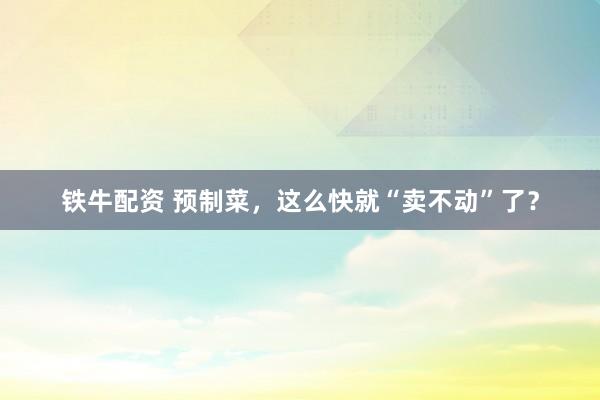 铁牛配资 预制菜，这么快就“卖不动”了？