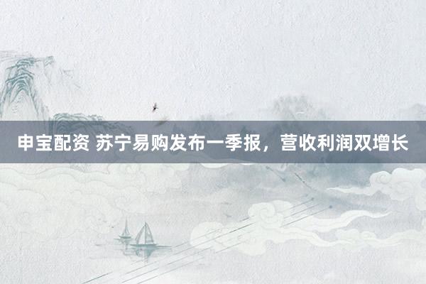 申宝配资 苏宁易购发布一季报，营收利润双增长
